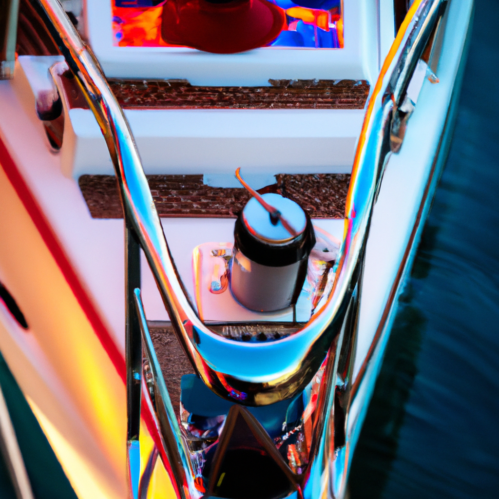 Yacht elegante su mare cristallino con strumenti di manutenzione, banner promozionale